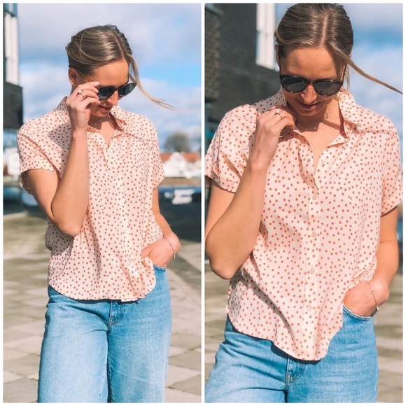 Samsøe Samsøe Majan Shirt XXS Pearl Drops button down dots pink cream orange - Picture 13 of 13